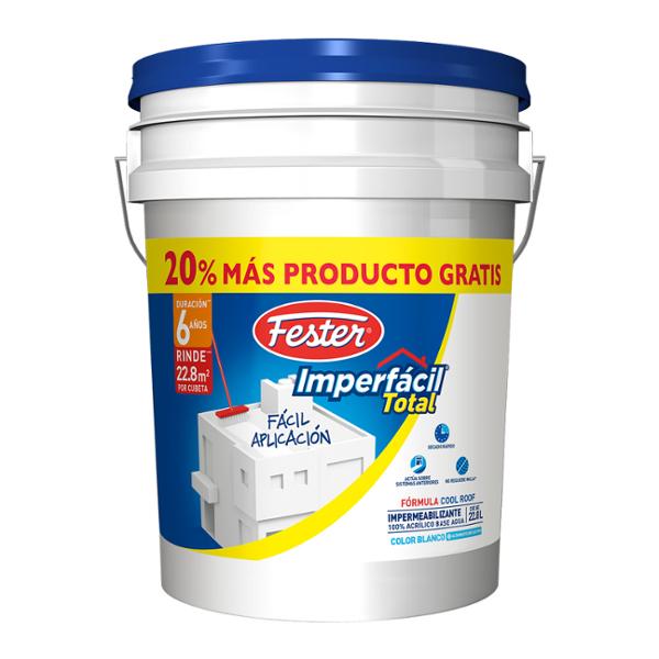 IMPERMEABILIZANTE ACRÍLICO IMPERFÁCIL TOTAL 6 AÑOS SECADO RÁPIDO BLANCO 22.8 L