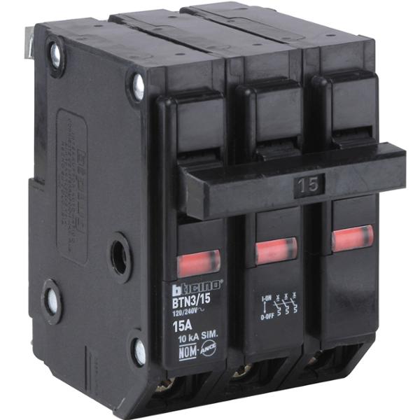 INTERRUPTOR TERMOMAGNÉTICO 15A, 3 POLOS, 120/240V, 10KA, ENCHUFABLE