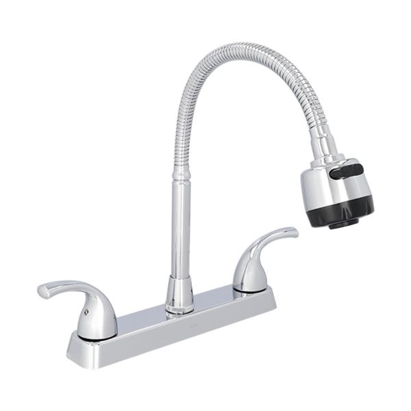 LLAVE PARA FREGADERO DUOMANDO CROMO CUELLO FLEXIBLE 8" AHORRO DE AGUA