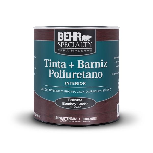 TINTA PARA MADERA BASE AGUA BRILLANTE INTERIOR SECADO ULTRA RÁPIDO 946 ML