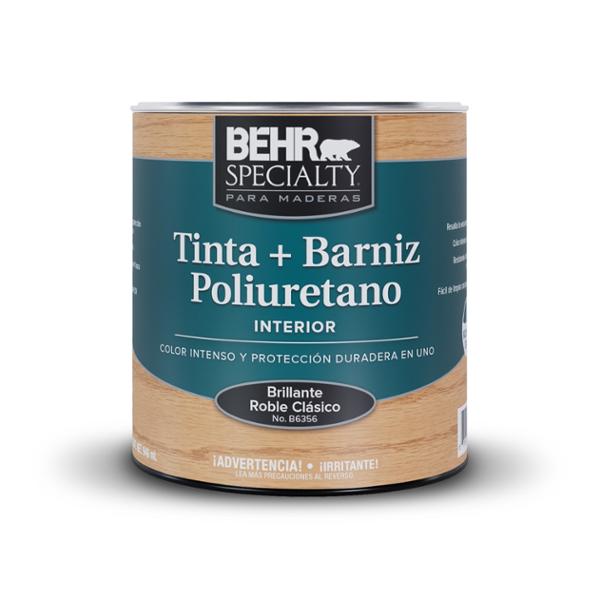 BARNIZ POLIURETANO BASE AGUA PARA MADERA BRILLANTE PROTECCIÓN Y ENTINTADO 946 ML
