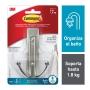 GANCHO COMMAND DECORATIVO DOBLE PUNTA, NIQUEL, GRANDE, TIRAS RESISTENTES AL AGUA, 1 UND