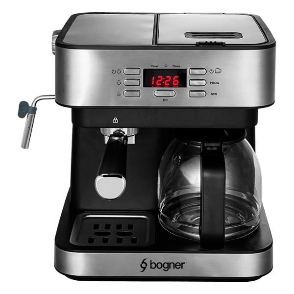 CAFETERA COMBINADA 12 TAZAS DIGITAL GOTEO Y ESPRESS 2 EN 1 ACERO CON NEGRO