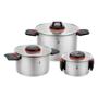 BATERIA ACERO 3 OLLAS ASAS ABATIBLES+TAPAS CRISTAL
