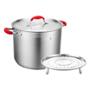 OLLA ALTA ACERO INOXIDABLE 16L CON TAPA+VAPORERA