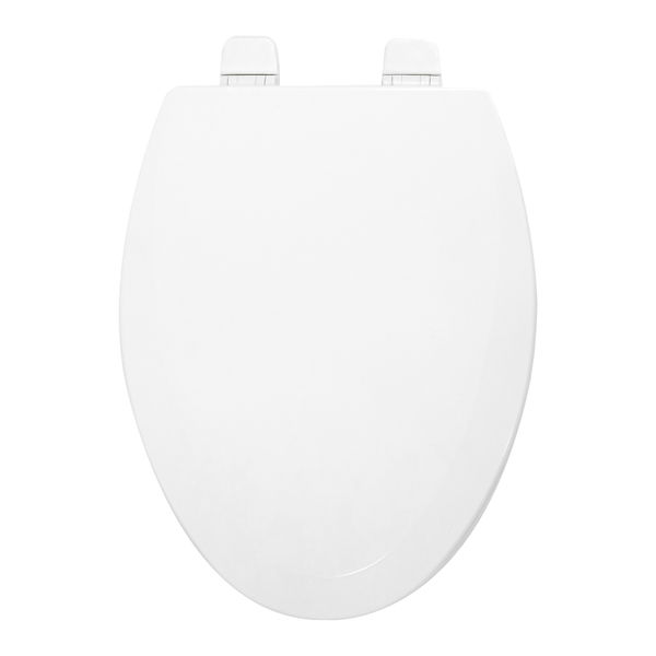 ASIENTO PARA BAÑO ALARGADO MADERA BLANCO CIERRE LENTO BISAGRAS CROMADAS