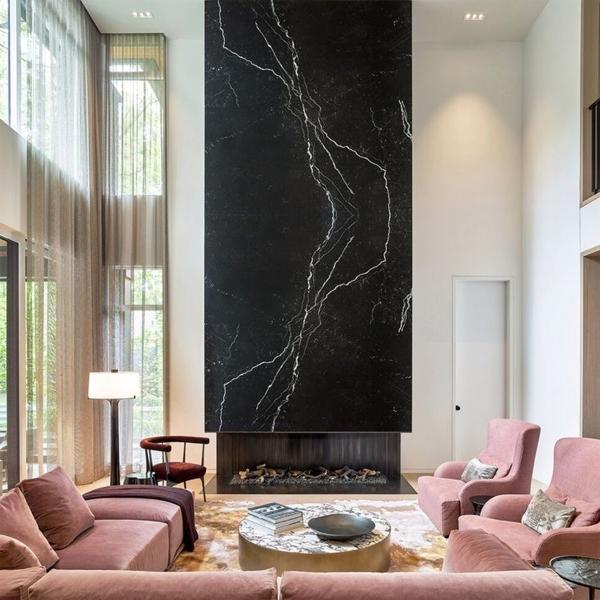 LAMBRÍN PANEL DECORATIVO PVC 122 X 244 CM PARA MURO ACABADO MÁRMOL NEGRO ADHESIVO