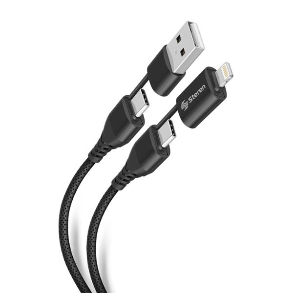 CABLE 4 EN 1, USB USB C A LIGHTNING USB C DE 1 M