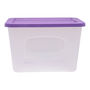 CAJA ORGANIZADORA TRANSPARENTE 101 L PLÁSTICO TAPA MORADA HERMÉTICA
