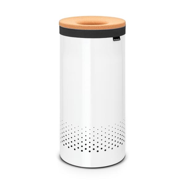 BOTE ROPA BLANCO CON TAPA CORCHO 35L ACERO BRABANTIA