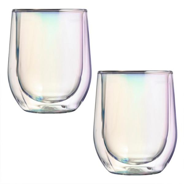 JUEGO DE 2 VASOS DOBLE PARED PRISMA VIDRIO CORKCICLE