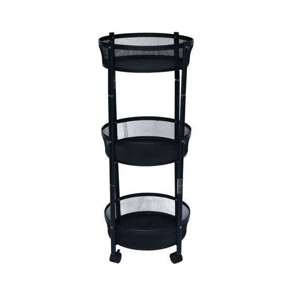 CARRITO DE COCINA PARA COCINA 3 CHAROLAS ACERO 37 X 87.5 CM NEGRO