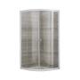 CANCEL PARA BAÑO ESQUINERO CORREDIZO CURVO VIDRIO TRANSPARENTE 90 X 90 X 185 CM ALUMINIO