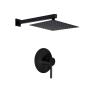 KIT DE REGADERA CON MONOMANDO CUADRADA LATÓN NEGRO MATE TIPO LLUVIA AHORRADOR DE AGUA