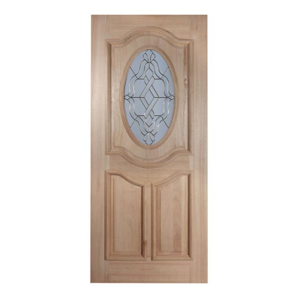 PUERTA EXTERIOR OVAL 91.4 X 213 CM CAFE MADERA