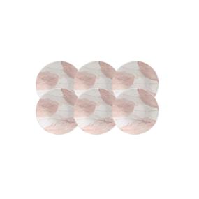 JUEGO DE PLATOS DE POSTRE USO DIARIO 6 PIEZAS 21 CM PORCELANA ROSA
