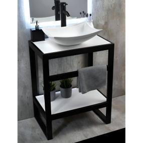 MUEBLE PARA BAÑO DE PISO FAZZO 24" NEGRO ACERO CON LAVABO Y MONOMANDO