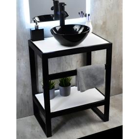 MUEBLE PARA BAÑO DE PISO SIBERIA NERO 24" NEGRO ACERO CON LAVABO, MONOMANDO Y CÉSPOL