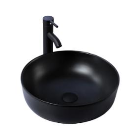 OVALÍN PARA BAÑO DE SOBREPONER NEGRO REDONDO 41.5 CM CON MEZCLADORA