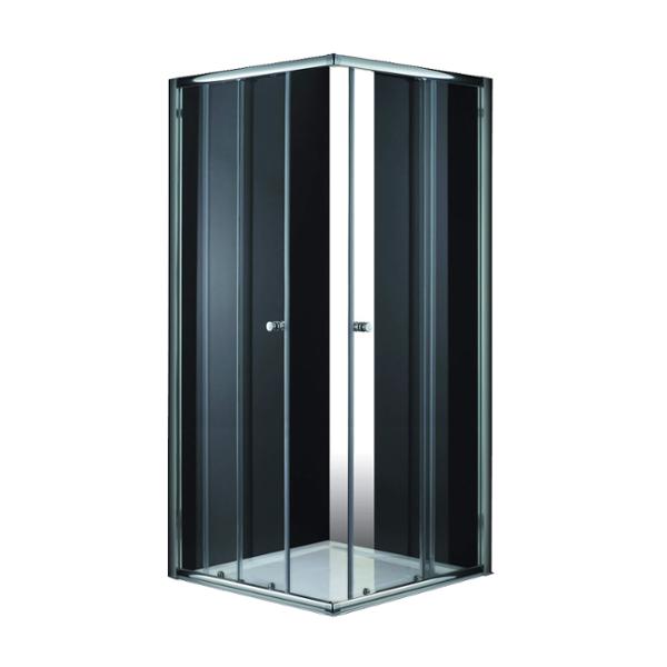 CANCEL PARA BAÑO ESQUINERO CORREDIZO CUADRADO VIDRIO TEMPLADO 90 X 90 X 185 CM ALUMINIO