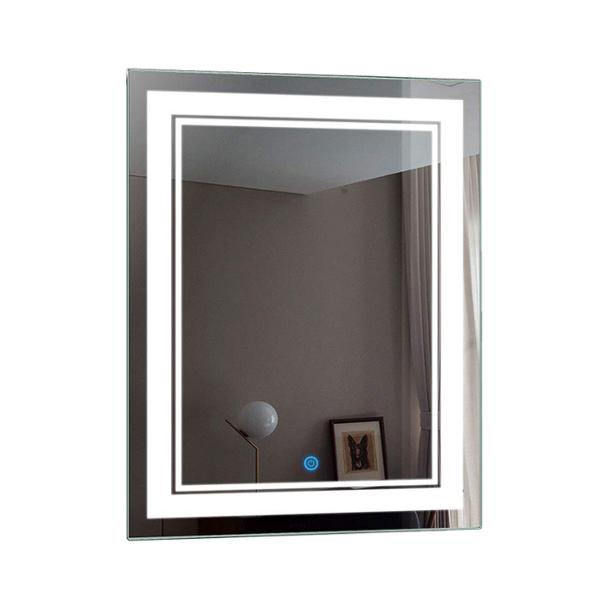 ESPEJO PARA BAÑO CON LUZ RECTANGULAR SIN MARCO 80 X 60 CM ENCENDIDO TOUCH