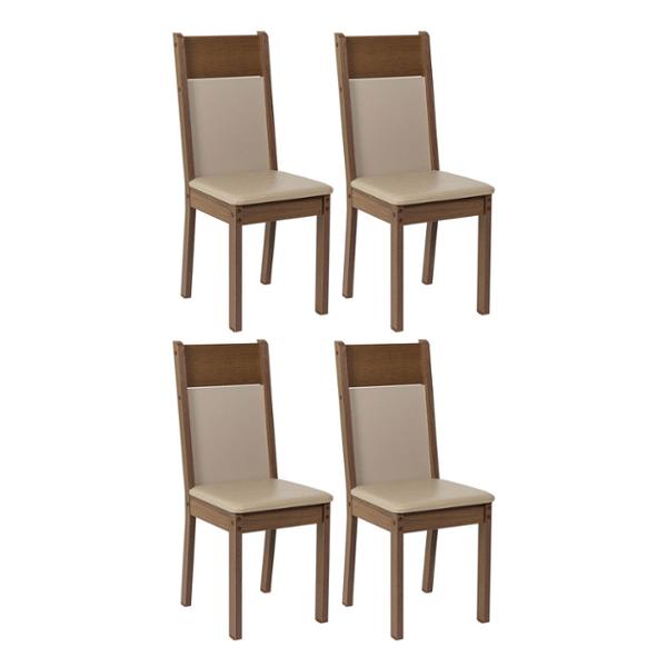 KIT 4 SILLAS 4280 RUSTIC/CREMA SINT.