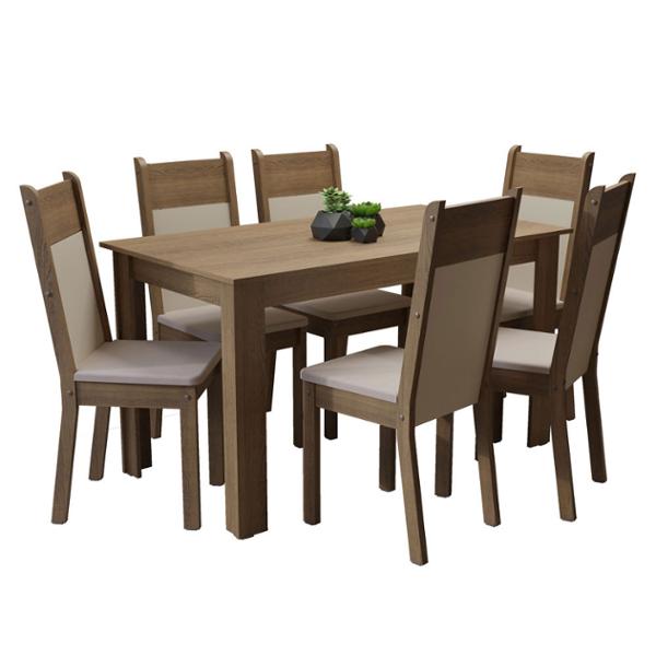 COMEDOR 6 SILLAS RUSTIC/CREMA/BEIGE