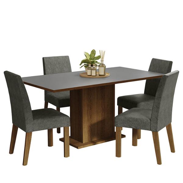 SET DE COMEDOR CON 4 SILLAS RUSTIC/PLATA