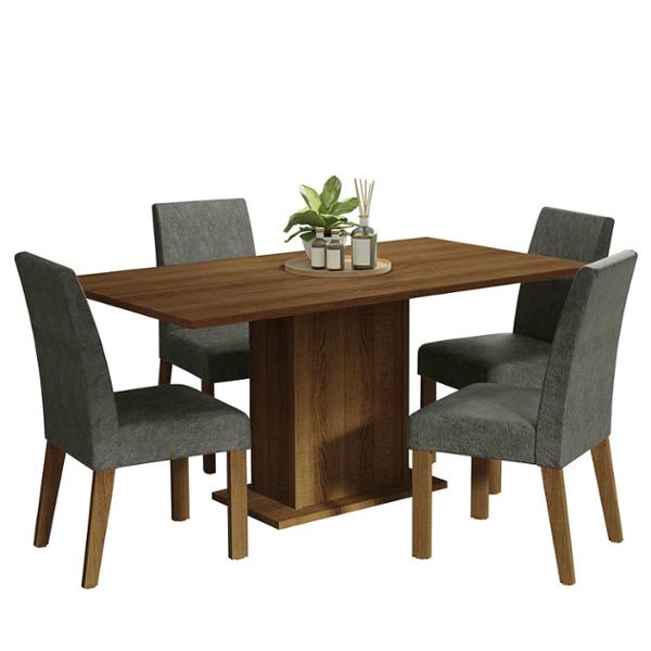 SET DE COMEDOR CON 4 SILLAS RUSTIC/PLATA