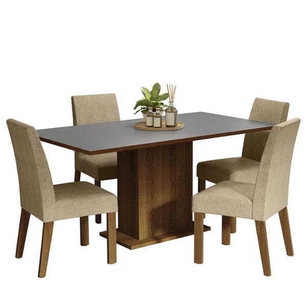 SET DE COMEDOR CON 4 SILLAS RUSTIC/CINZA MADESA