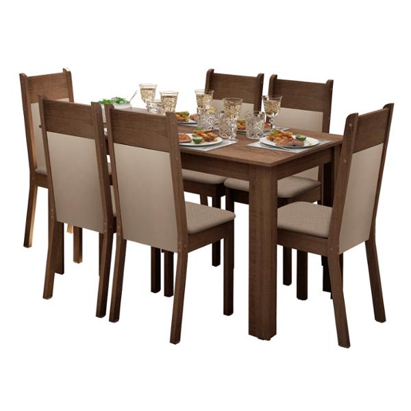 SET DE COMEDOR DE 6 SILLAS RUSTIC/CREMA MADESA