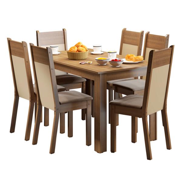 SET DE COMEDOR DE 6 SILLAS RUSTIC/CREMA MADESA