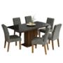 SET DE COMEDOR DE 6 SILLAS VIDRIO NEGRO/PLATA
