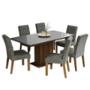 SET DE COMEDOR DE 6 SILLAS VIDRIO GRIS/PLATA