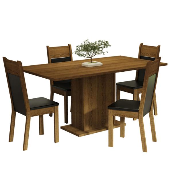 MESA 4 SILLAS RUSTIC/NEGRO ELISA MADESA