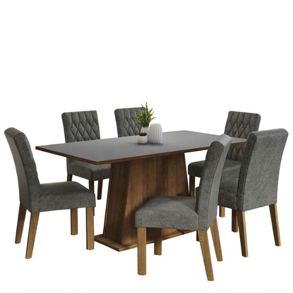 MESA 6 SILLAS RUSTIC/GRIS MADESA
