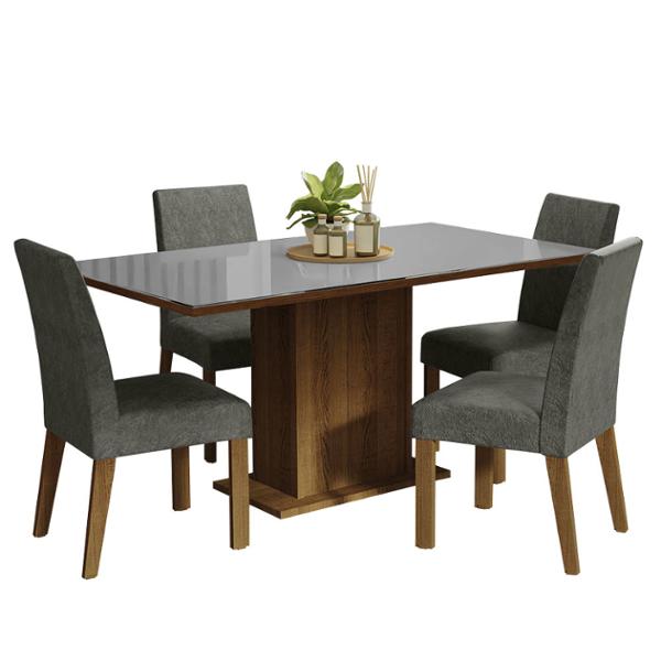 COMEDOR AVRIL MADESA VIDRIO 4 SILLAS
