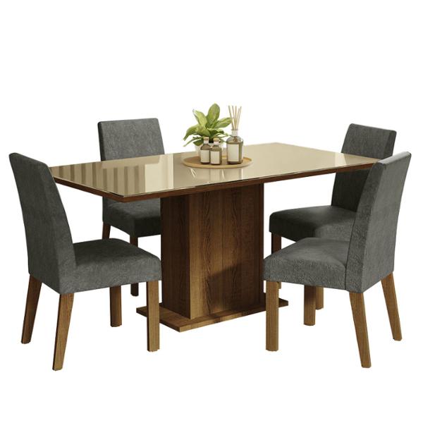 COMEDOR AVRIL MADESA VIDRIO 4 SILLAS