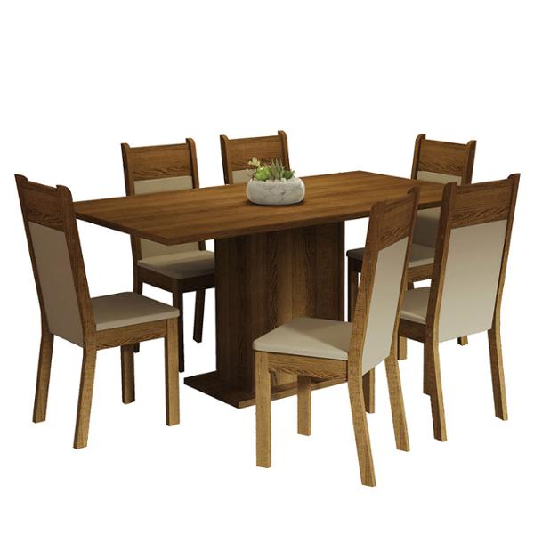 COMEDOR AUGUSTA MADESA 6 SILLAS BEIGE