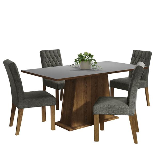 COMEDOR ASHLEY MADESA 4 SILLAS GRIS