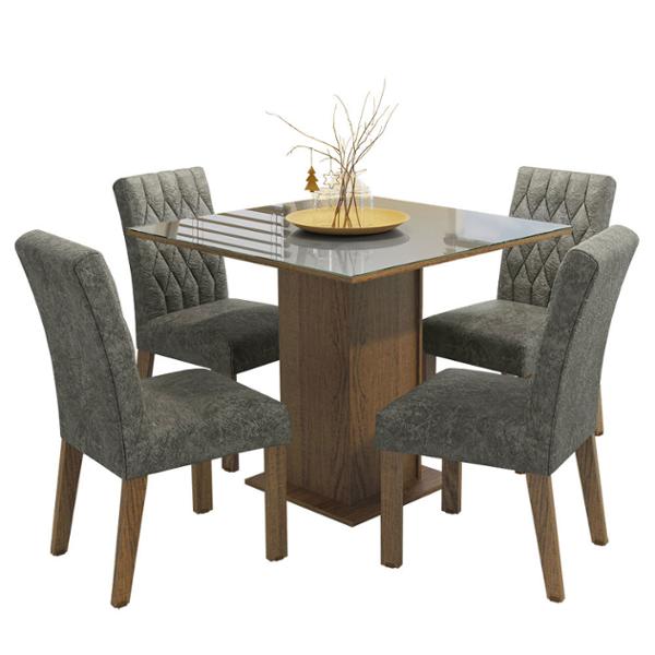 COMEDOR VIDRIO Y 4 SILLAS ANAJU MADESA