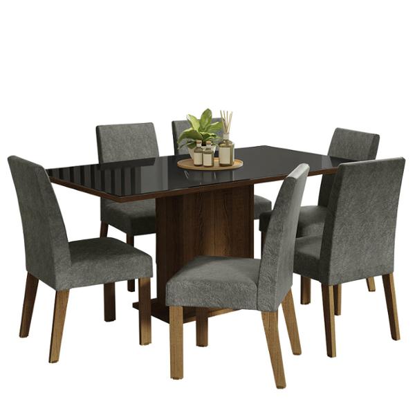 MESA 6 SILLAS NEGRO MADESA