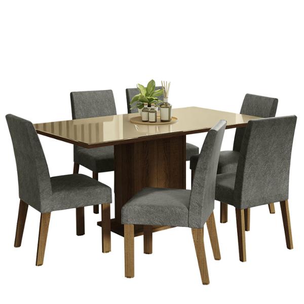 MESA 6 SILLAS CREMA ALEXIS MADESA