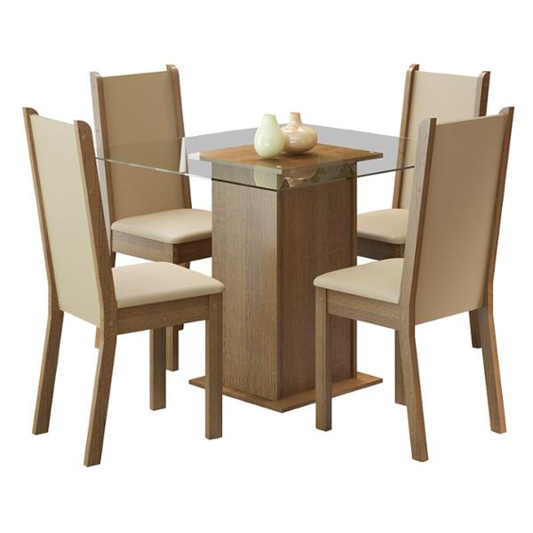 MESA ALINE 4 SILLAS CREMA MADESA
