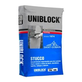 ESTUCO UNIBLOCK CON FIBRA PARA INTERIOR Y EXTERIOR GRIS IMPERMEABLE 25 KG