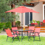 JUEGO DE JARDÍN COMEDOR AMBERVIEW 6 PIEZAS ROJO