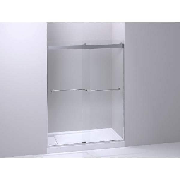 CANCEL PARA BAÑO CORREDIZO PERFIL PLATA VIDRIO TEMPLADO TRANSPARENTE 151 X 188 CM ALUMINIO
