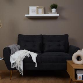 SOFÁ 2 PLAZAS BOHO POLIÉSTER 148 X 81 X 90 CM GRIS OSCURO Y DORADO SIN COJINES