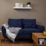 SOFÁ 2 PLAZAS BOHO TELA 148 CM AZUL CON COJINES