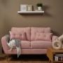 SOFÁ 2 PLAZAS BOHO TELA 148 CM ROSA CON COJINES